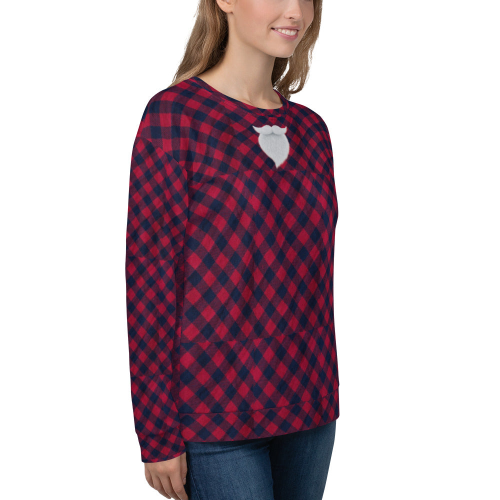 Plaid "Santa" Christmas Shirt. Christmas Sweater Alternative. Unisex Party Sweatshirt or Pullover. WickedYo.